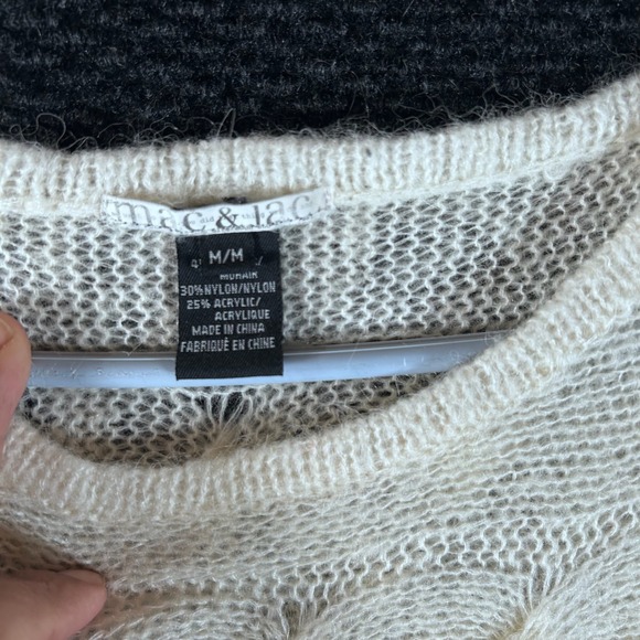 mac & jac Mohair Blend Cable Knit 1/4 Sleeve Sweater Cream Women's Size M - Picture 3 of 8